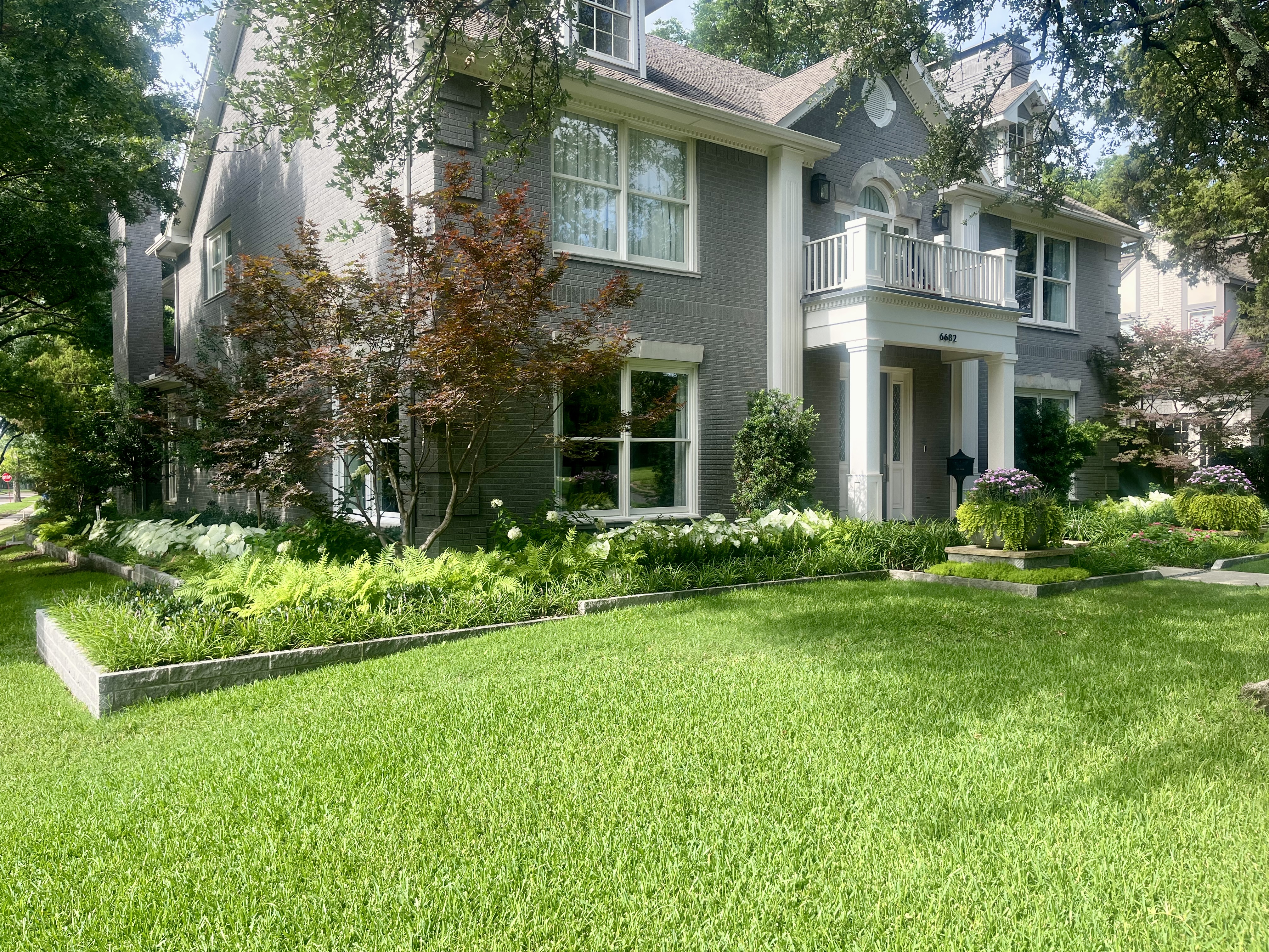 Lakewood soft modern pavilion pool fire pit in Dallas by landscape architect
