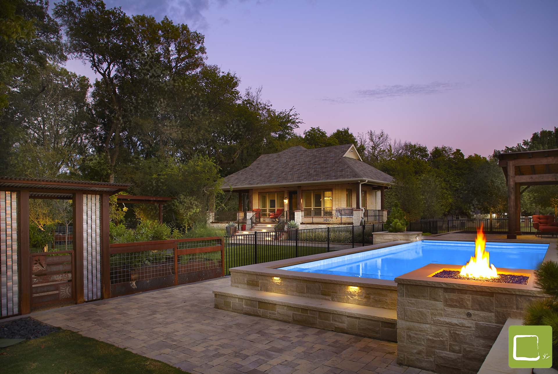 Modern ranch estate pool landscape design in Dallas by landscape architect